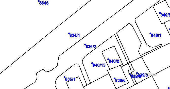 Parcela st. 836/2 v KÚ Znojmo-město, Katastrální mapa