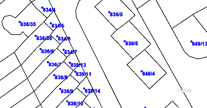 Parcela st. 839/2 v KÚ Znojmo-město, Katastrální mapa