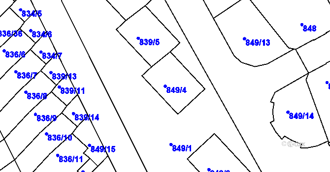 Parcela st. 849/4 v KÚ Znojmo-město, Katastrální mapa