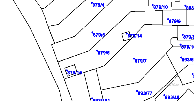 Parcela st. 879/6 v KÚ Znojmo-město, Katastrální mapa