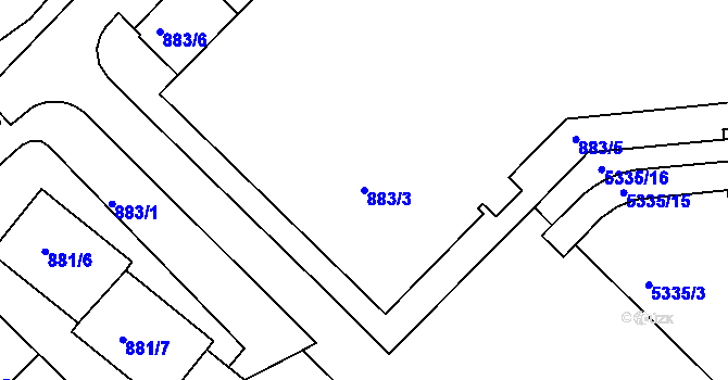 Parcela st. 883/3 v KÚ Znojmo-město, Katastrální mapa
