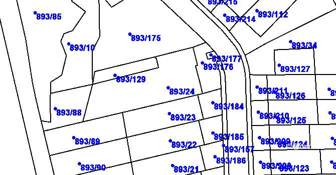 Parcela st. 893/24 v KÚ Znojmo-město, Katastrální mapa