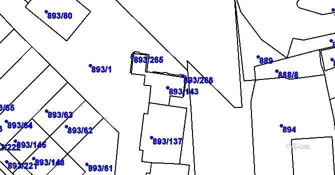 Parcela st. 893/143 v KÚ Znojmo-město, Katastrální mapa