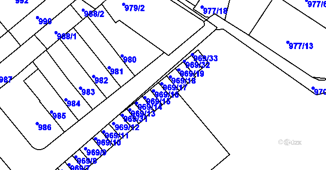 Parcela st. 969/17 v KÚ Znojmo-město, Katastrální mapa