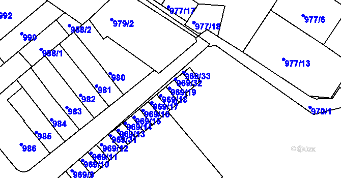 Parcela st. 969/19 v KÚ Znojmo-město, Katastrální mapa