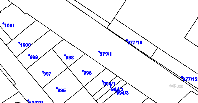 Parcela st. 979/1 v KÚ Znojmo-město, Katastrální mapa