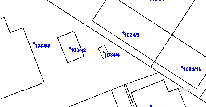 Parcela st. 1034/4 v KÚ Znojmo-město, Katastrální mapa