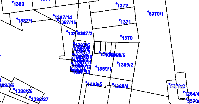 Parcela st. 1369/3 v KÚ Znojmo-město, Katastrální mapa