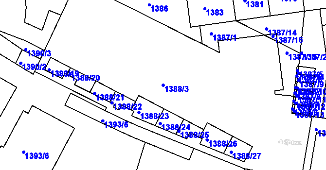 Parcela st. 1388/3 v KÚ Znojmo-město, Katastrální mapa