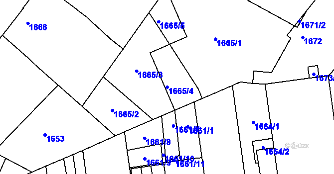 Parcela st. 1665/4 v KÚ Znojmo-město, Katastrální mapa