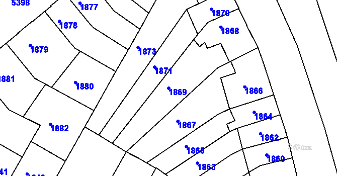 Parcela st. 1869 v KÚ Znojmo-město, Katastrální mapa