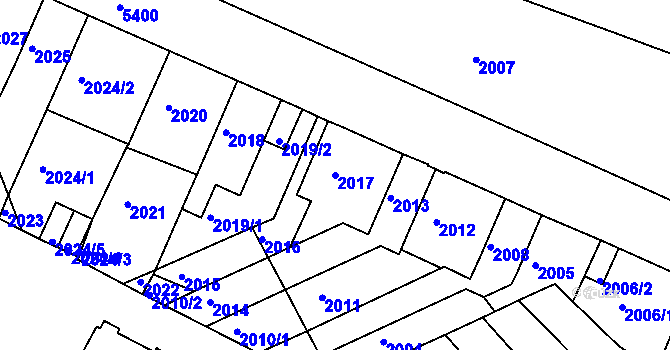 Parcela st. 2017 v KÚ Znojmo-město, Katastrální mapa