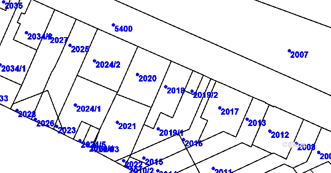 Parcela st. 2018 v KÚ Znojmo-město, Katastrální mapa