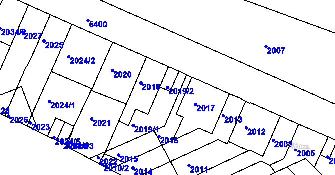 Parcela st. 2019/2 v KÚ Znojmo-město, Katastrální mapa