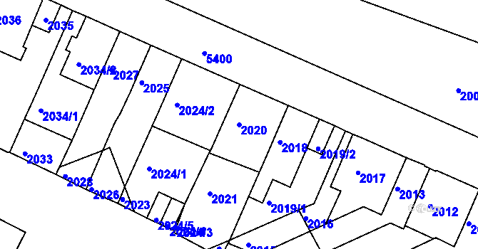 Parcela st. 2020 v KÚ Znojmo-město, Katastrální mapa