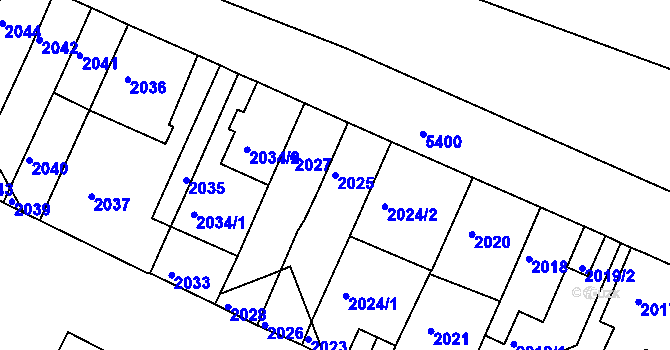 Parcela st. 2025 v KÚ Znojmo-město, Katastrální mapa