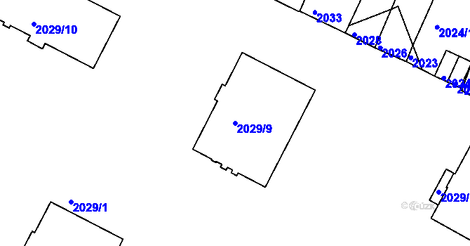 Parcela st. 2029/9 v KÚ Znojmo-město, Katastrální mapa