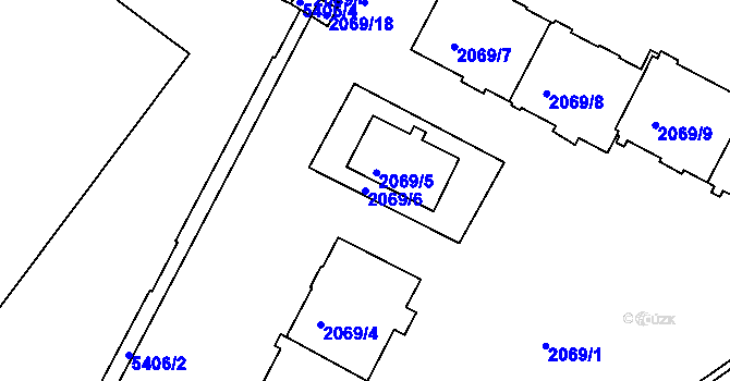 Parcela st. 2069/6 v KÚ Znojmo-město, Katastrální mapa
