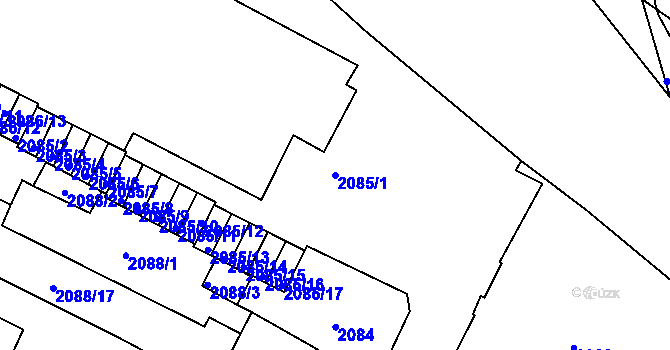 Parcela st. 2085/1 v KÚ Znojmo-město, Katastrální mapa