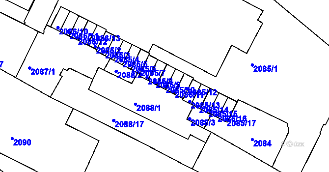 Parcela st. 2085/10 v KÚ Znojmo-město, Katastrální mapa