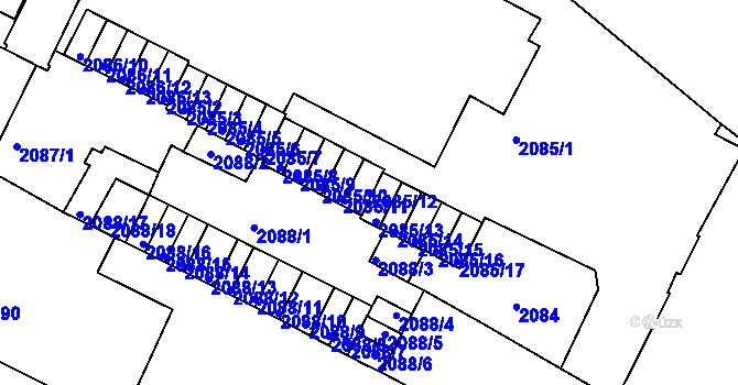 Parcela st. 2085/12 v KÚ Znojmo-město, Katastrální mapa