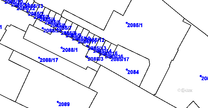 Parcela st. 2085/16 v KÚ Znojmo-město, Katastrální mapa