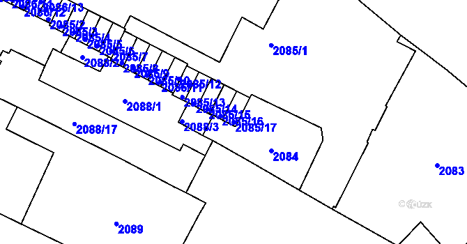 Parcela st. 2085/17 v KÚ Znojmo-město, Katastrální mapa