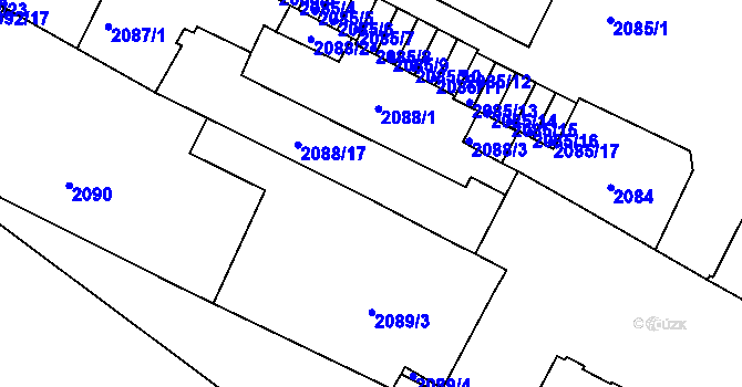 Parcela st. 2088/10 v KÚ Znojmo-město, Katastrální mapa