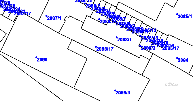 Parcela st. 2088/13 v KÚ Znojmo-město, Katastrální mapa