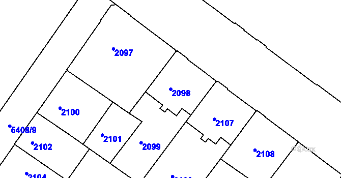 Parcela st. 2098 v KÚ Znojmo-město, Katastrální mapa