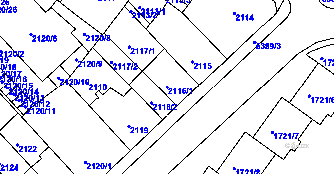 Parcela st. 2116/1 v KÚ Znojmo-město, Katastrální mapa