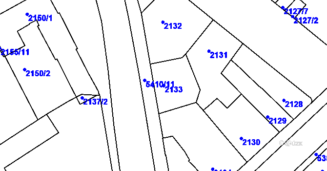 Parcela st. 2133 v KÚ Znojmo-město, Katastrální mapa