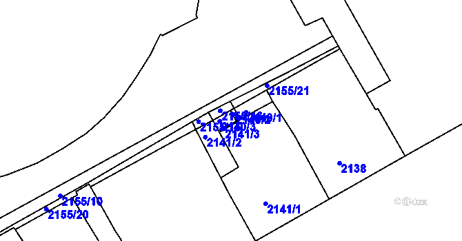 Parcela st. 2140 v KÚ Znojmo-město, Katastrální mapa