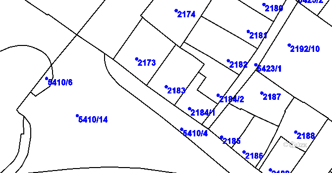 Parcela st. 2183 v KÚ Znojmo-město, Katastrální mapa