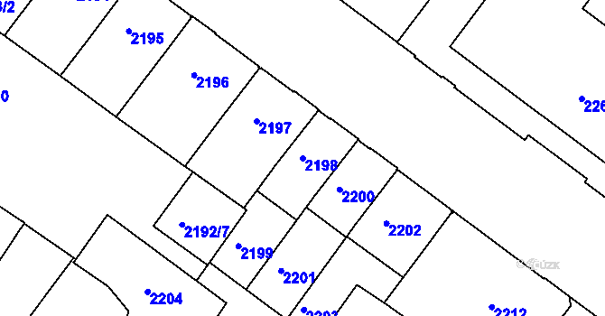Parcela st. 2198 v KÚ Znojmo-město, Katastrální mapa