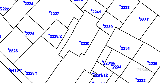 Parcela st. 2230 v KÚ Znojmo-město, Katastrální mapa
