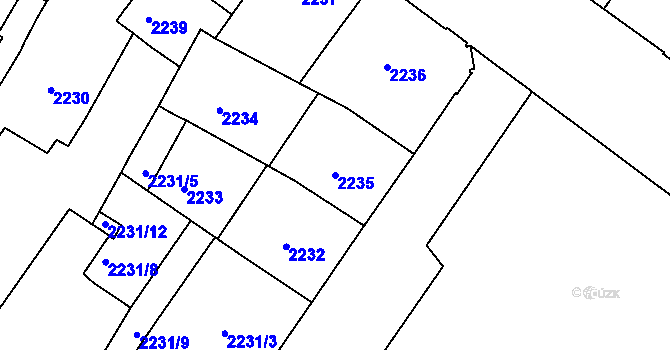 Parcela st. 2235 v KÚ Znojmo-město, Katastrální mapa