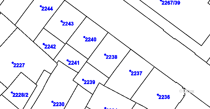 Parcela st. 2238 v KÚ Znojmo-město, Katastrální mapa