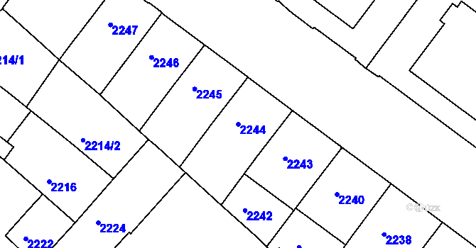 Parcela st. 2244 v KÚ Znojmo-město, Katastrální mapa