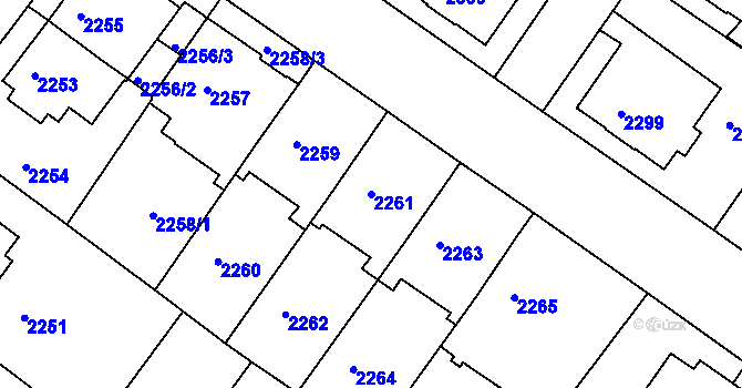 Parcela st. 2261 v KÚ Znojmo-město, Katastrální mapa