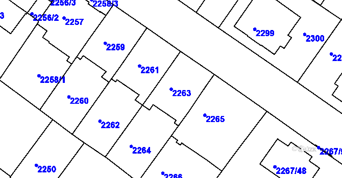 Parcela st. 2263 v KÚ Znojmo-město, Katastrální mapa