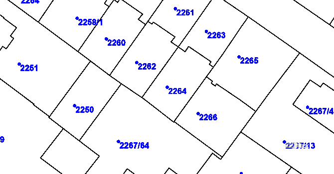 Parcela st. 2264 v KÚ Znojmo-město, Katastrální mapa