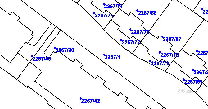 Parcela st. 2267/1 v KÚ Znojmo-město, Katastrální mapa