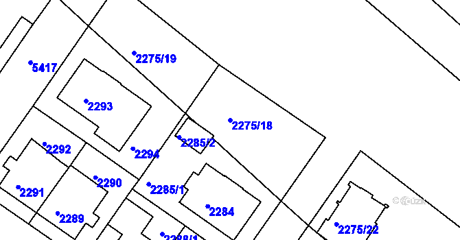 Parcela st. 2275/18 v KÚ Znojmo-město, Katastrální mapa