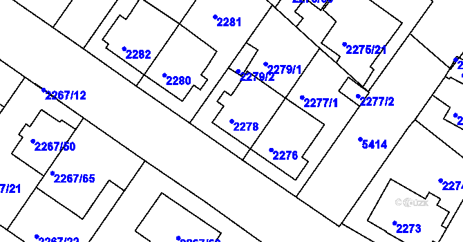 Parcela st. 2278 v KÚ Znojmo-město, Katastrální mapa