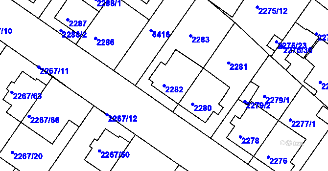 Parcela st. 2282 v KÚ Znojmo-město, Katastrální mapa