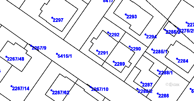Parcela st. 2291 v KÚ Znojmo-město, Katastrální mapa