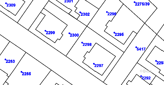 Parcela st. 2298 v KÚ Znojmo-město, Katastrální mapa