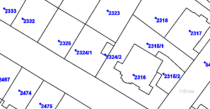 Parcela st. 2324/2 v KÚ Znojmo-město, Katastrální mapa