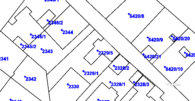 Parcela st. 2329/5 v KÚ Znojmo-město, Katastrální mapa